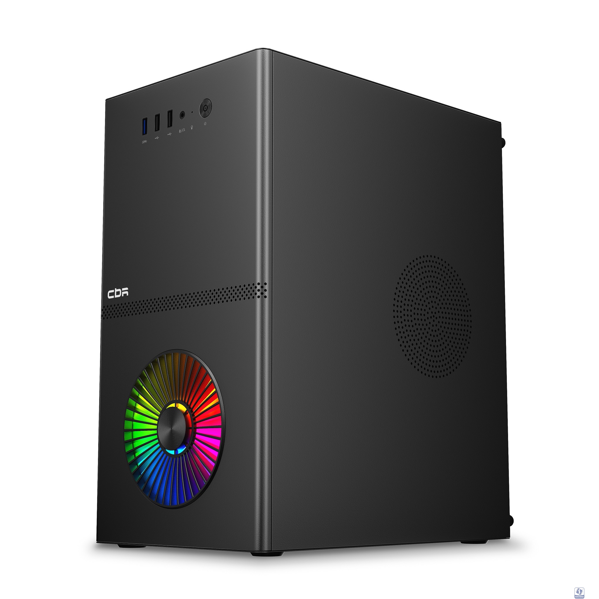CBR Корпус mATX Minitower V867, без БП, 1*USB 3.0, 2*USB 2.0, HD Audio+Mic, Rainbow Fan, Black [PCC-MATX-V867-WPSU]
