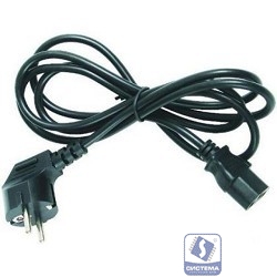 Rexant (11-1131) Шнур сетевой, вилка угловая СЕЕ 7/7(Schuko) - разъем IEC 320 C13, кабель 3x0,75 мм?, длина 1,8 метра (PVC пакет) 