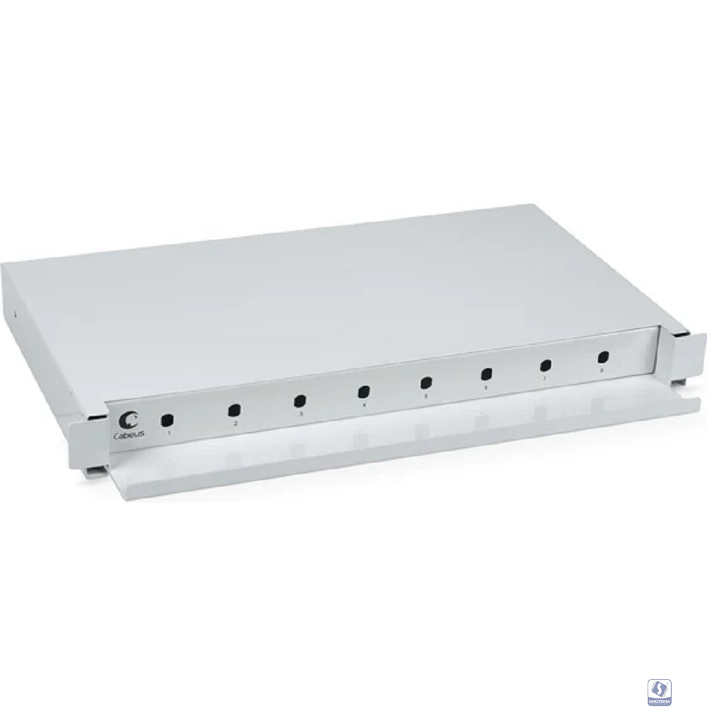 Cabeus ODF-19-8-ST Кросс бокс оптический 19" на 8 ST(FC) со сплайс-кассетой, выдвижной (без пигтейлов и проходных адаптеров)