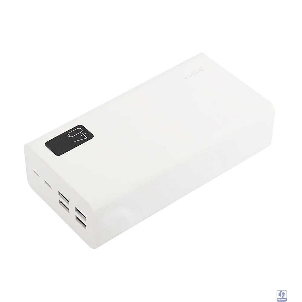 Perfeo Powerbank MOUNTAINS 40000 mAh/LED дисплей/PD + QC 3.0/Type-C/4 USB/Выход: 3A, max 22.5W/White (PF_D0160)