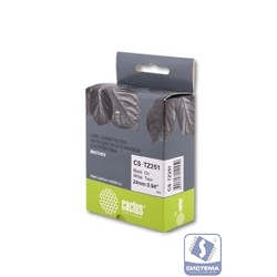 TZ-251_CACTUS Лента CACTUS (CS-TZ251) для печати наклеек в устройствах brother P-touch 1010/1280/1280VP/2700VP, черный на белом, 24мм х 8м