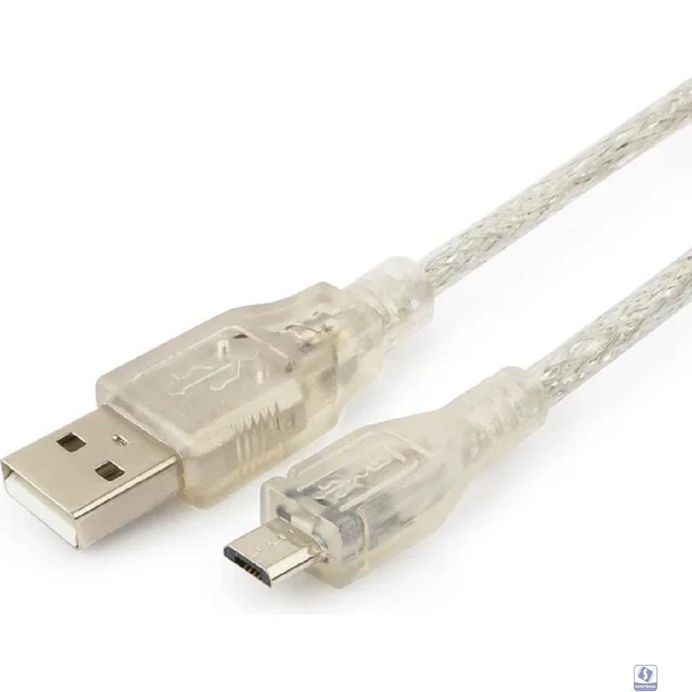 Cablexpert Кабель USB 2.0 Pro, AM/microBM, 1,8м, экран, феррит.кольцо, прозрачны (CCP-mUSB2-AMBM-6-TR)