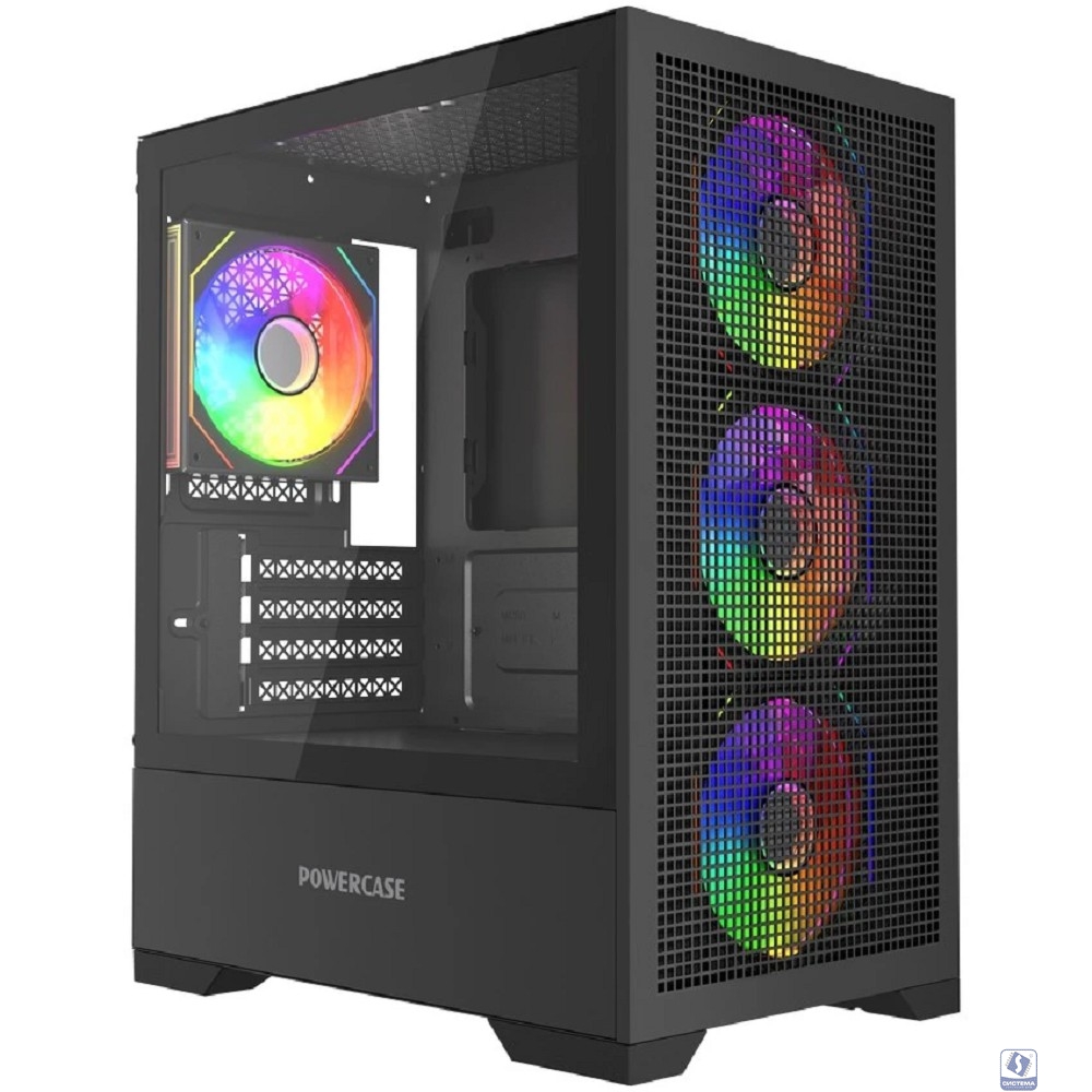 Powercase Mistral Micro B315, Tempered Glass, 4x 120mm ARGB PWM Fan, чёрный, mATX  (CMMB315-A4)