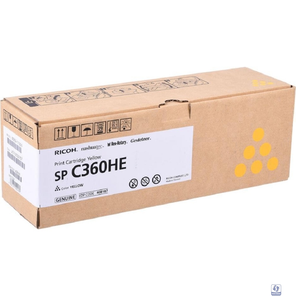 Ricoh Принт-картридж SP C360HE желтый SP C360DNw/SP C360SNw/SP C360SFNw/SP C361SFNw, (6000 страниц)(408187)