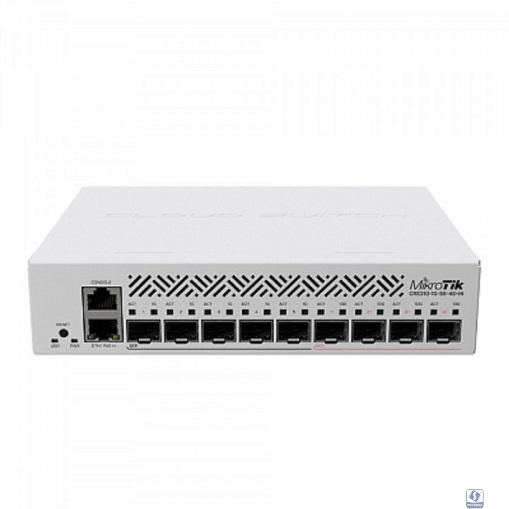 MikroTik CRS310-1G-5S-4S+IN Коммутатор управляемый, 1RJ45 1Gbit, 5*SFP 1Gbit, 4*SFP 10Gbit, POE in, indoor case, RouterOS L5