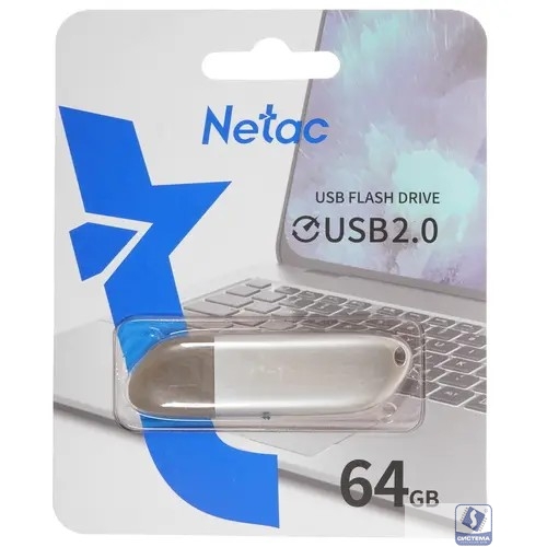 Netac USB Drive 64GB U352 <NT03U352N-064G-20PN>, USB2.0, с колпачком, металлическая
