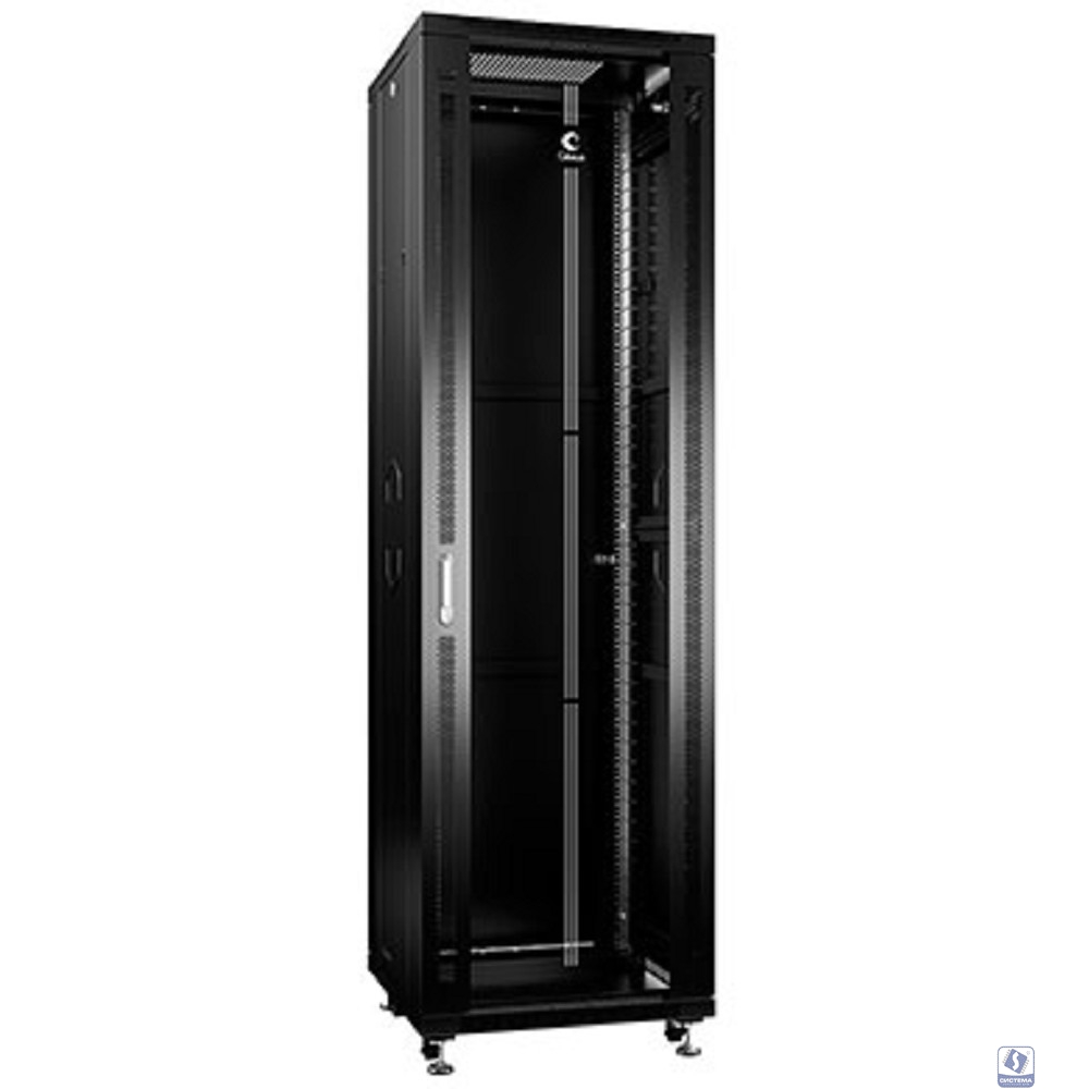 Cabeus SH-05C-42U60/80-BK Шкаф монтажный телекоммуникационный 19" напольный для распределительного и серверного оборудования 42U 600x800x2055mm (ШхГхВ) передняя стеклянная и задняя сплошная металличес