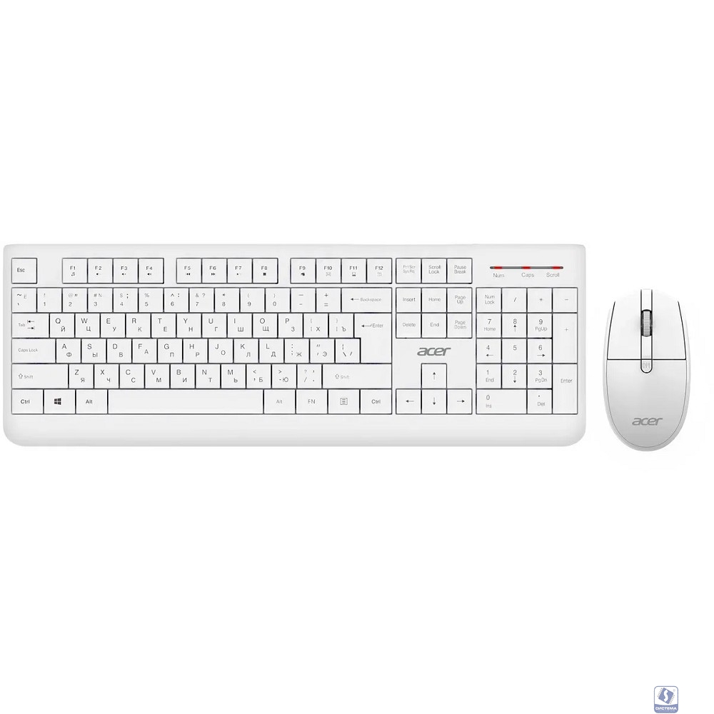Повреждение упаковки Acer OCC401 [ZL.ACCCC.017] Комплект (клавиатура + мышь) white (USB, 1600dpi, multimedia)беспроводной