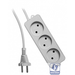 Гарнизон Удлинитель EL-NL3-W-2, 3 розетки  допустимый ток 10А, длина 2м. 
