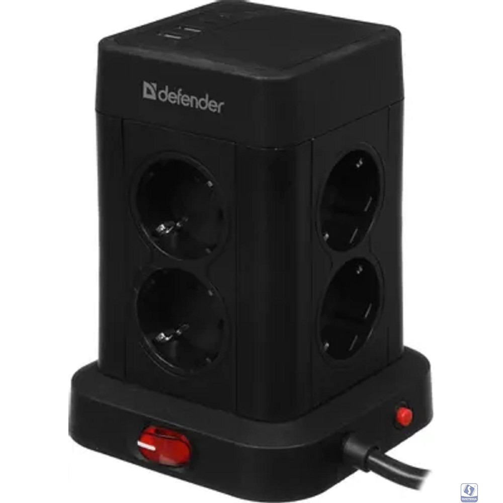 Defender Удлинитель с сетевым фильтром ILS 453 3 м, 8 розеток, 2USB-A, 2USB-C [99631]