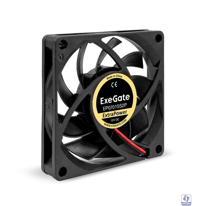 Exegate EX295231RUS Вентилятор 12В DC ExeGate ExtraPower EP07015S2P (70x70x15 мм, Sleeve bearing (подшипник скольжения), 2pin, 3000RPM, 27dBA)