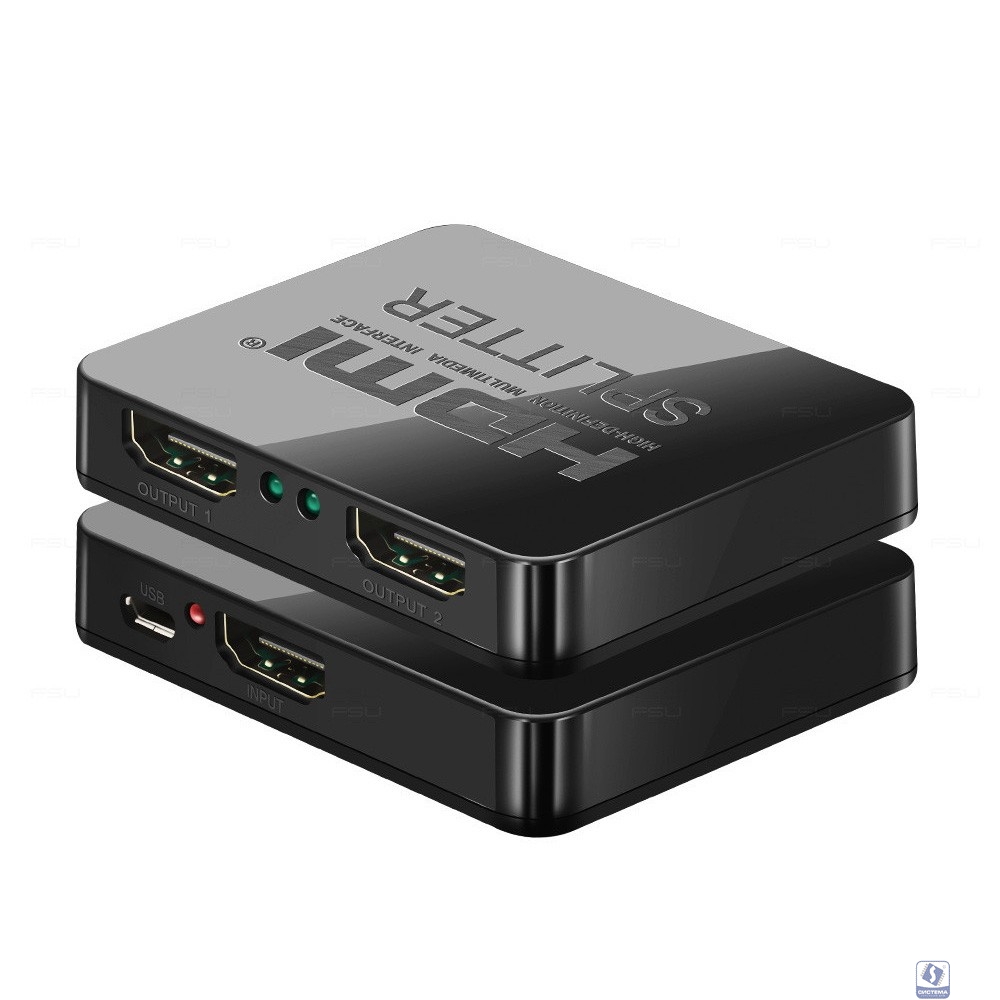 ORIENT HDMI 4K Splitter HSP0102HL, 1->2, HDMI 1.4/3D, UHDTV 4K(3840x2160)/HDTV1080p/1080i/720p, HDCP1.2, питание от USB, пластик.корпус (30103)