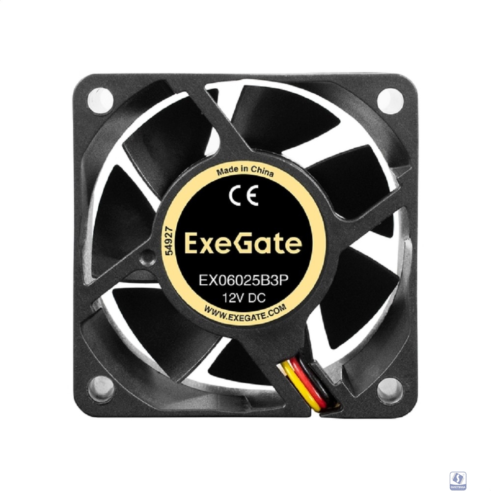 Exegate EX297036RUS Вентилятор 12В DC ExeGate EX06025B3P (60x60x25 мм, 2-Ball (двойной шарикоподшипник), 3pin, 3500RPM, 25dBA)