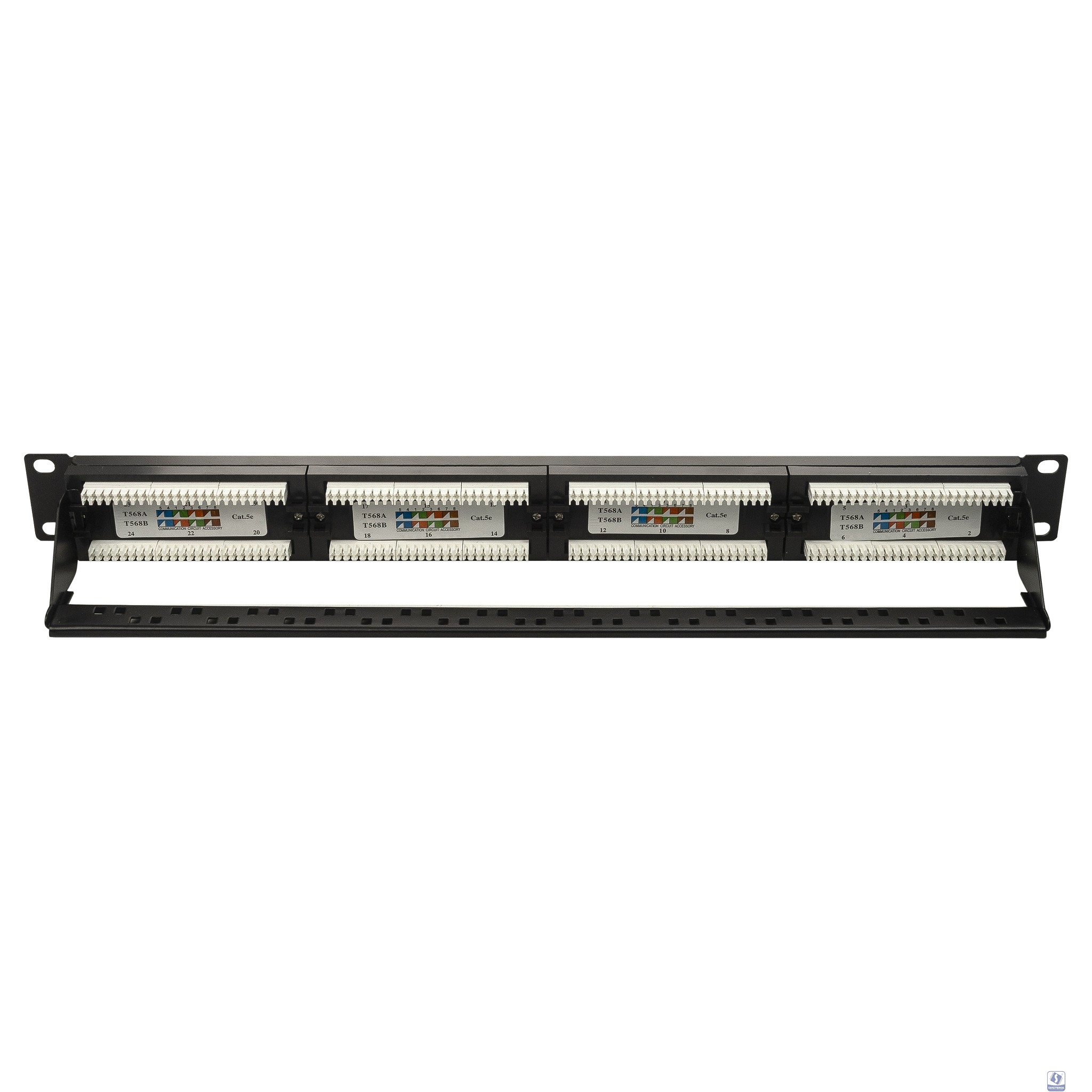 Патч-панель 19" NEOMAX [NM-BPP-1U24P-UB-101-BK] 1U, 24 порта, UTP, с кабельным организатором, цвет черный