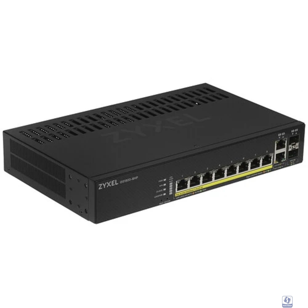 ZYXEL GS1920-8HPV2-EU0101F Гибридный Smart PoE+ коммутатор NebulaFlex GS1920-8HPv2, 8xGE PoE+, 2xCombo (SFP/RJ-45), бесшумный, бюджет PoE 130 Вт, автономное/облачное управление