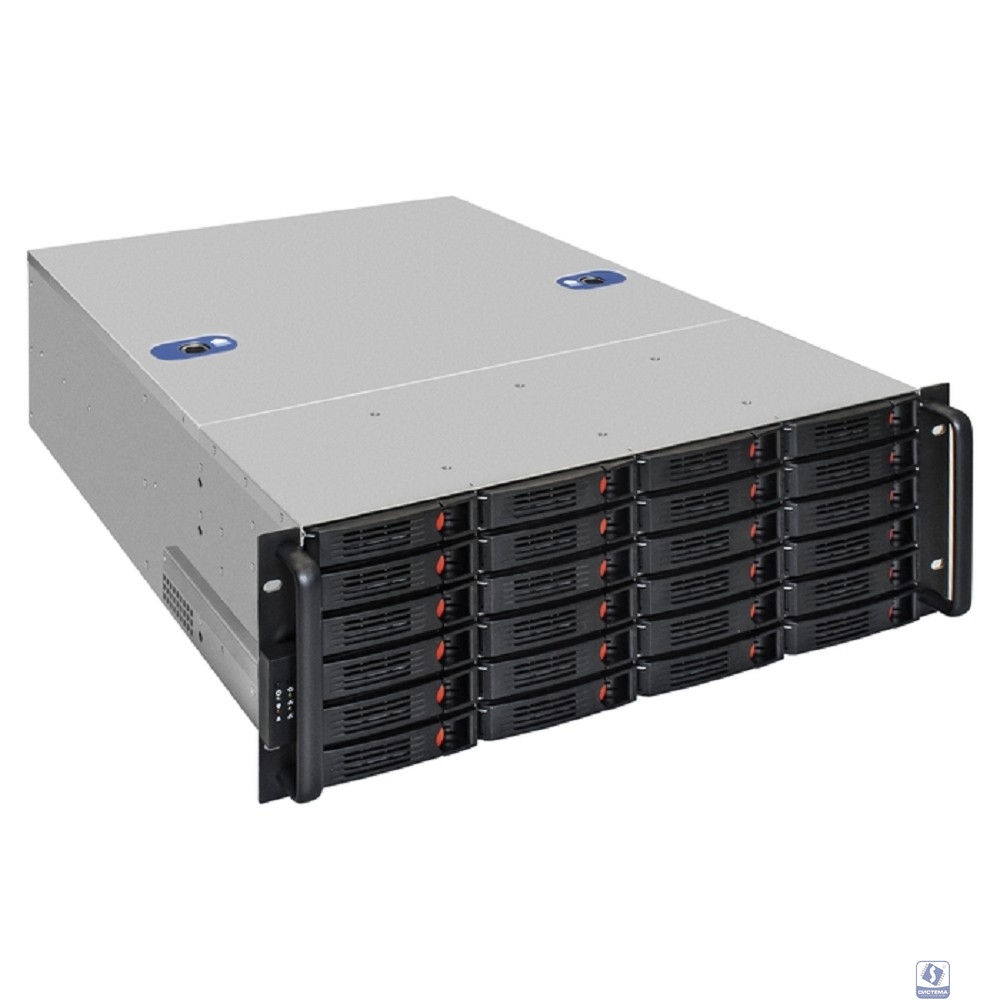 Exegate EX300120RUS Серверный корпус ExeGate Pro 4U660-HS24 <RM 19", высота 4U, глубина 660, БП 500PAS, 24xHotSwap, USB>