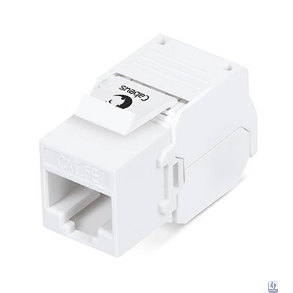 Cabeus KJ-RJ45-Cat.5e-180-Toolless Вставка Keystone Jack RJ-45(8P8C), 180 градусов, категория 5e, без инструмента Toolless, белая