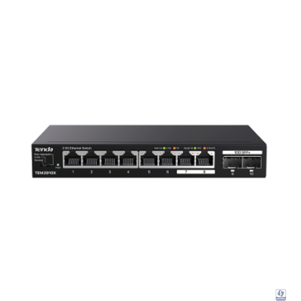 TENDA TEM2010X 8-Портовый коммутатор Ethernet 2.5G с 2 портами 10G SFP+
