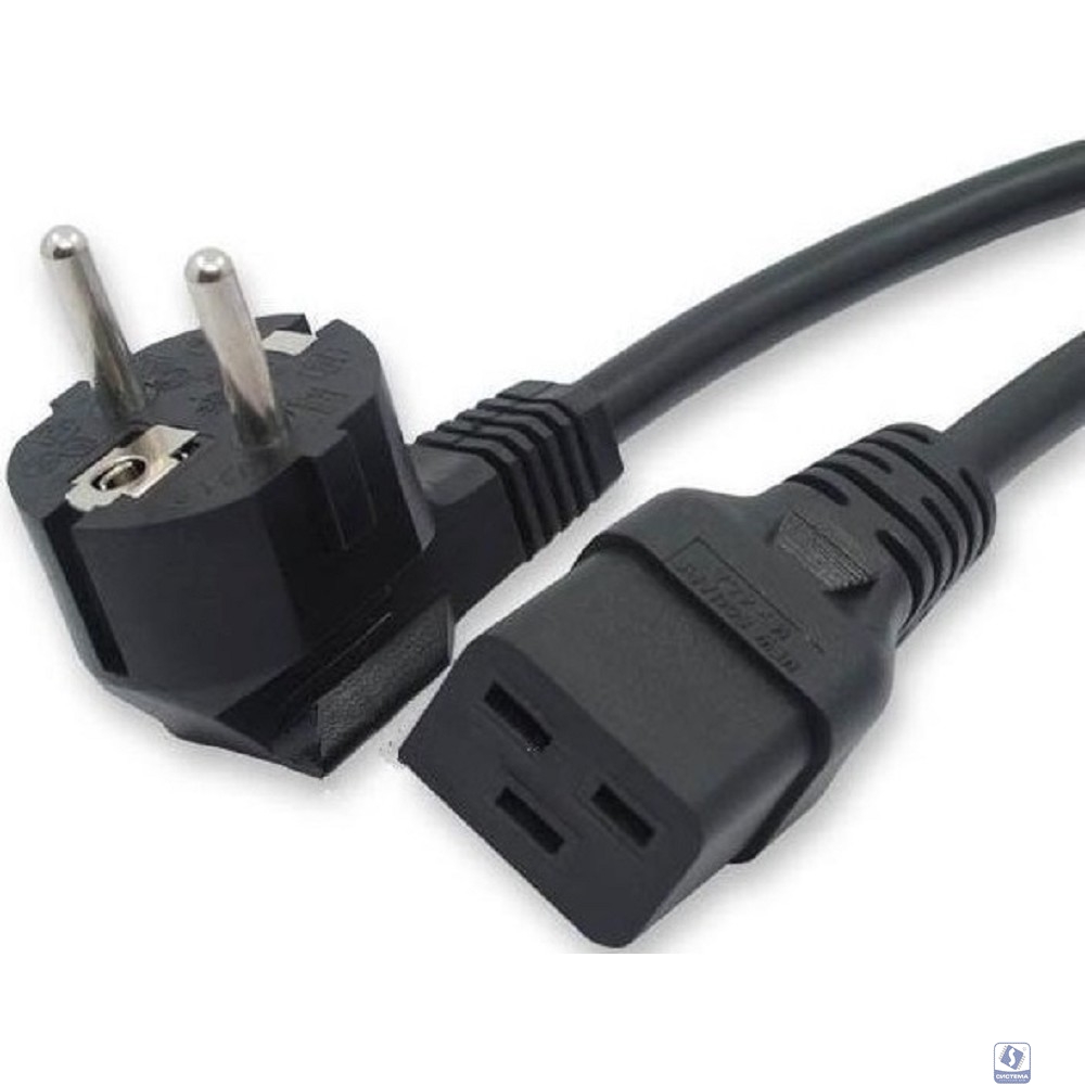 Кабель питания Filum FL-PC-SH90/C19-C-1.8-BK ПВС-АП 3x1.5 CEE 7/7(Schuko) угловая  - C19,  220/250В, 16А, чёрный, 1.8м (845725)