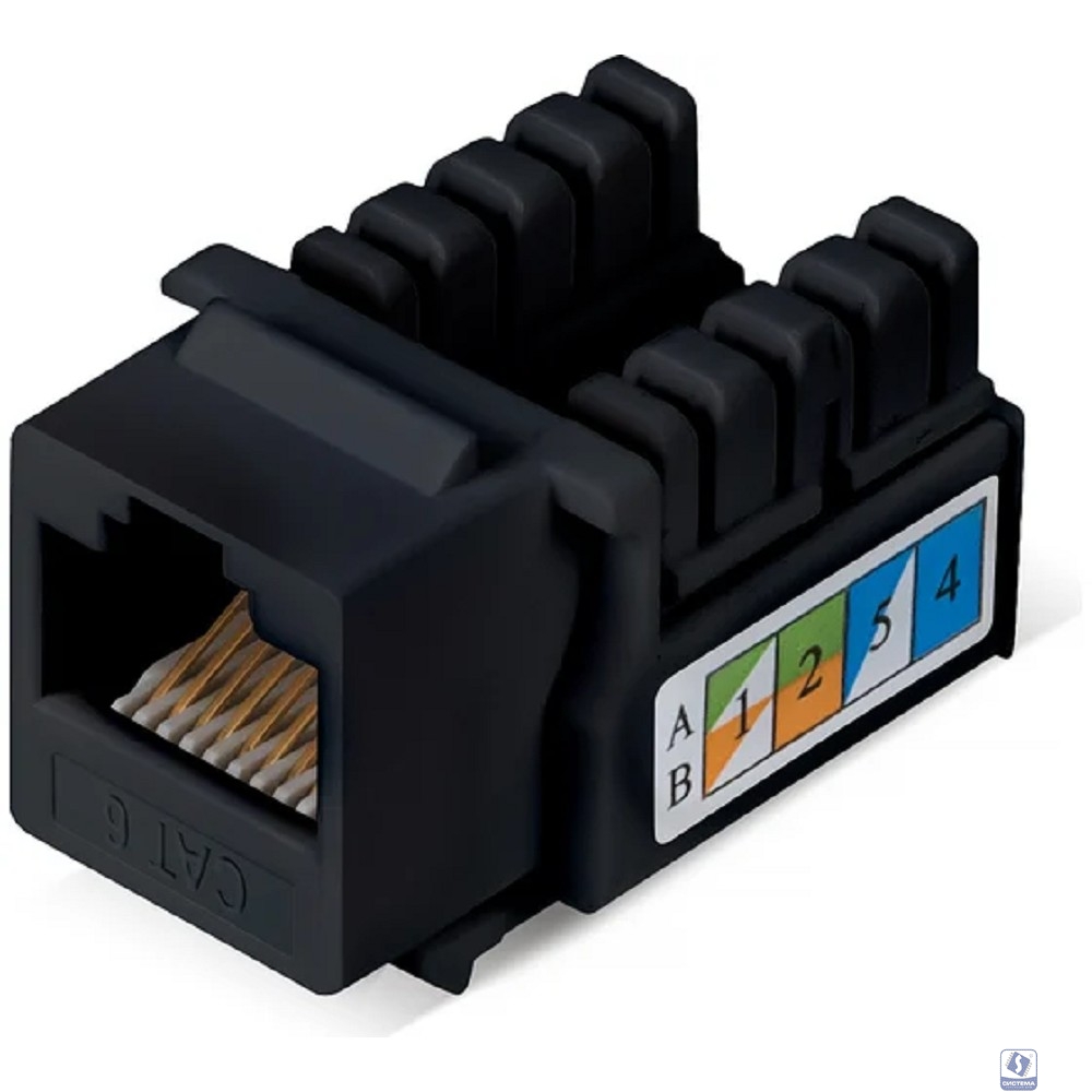 Cabeus KJ-RJ45-Cat.6-90-BK Вставка Keystone Jack RJ-45, категория 6, заделка тип 110, черная