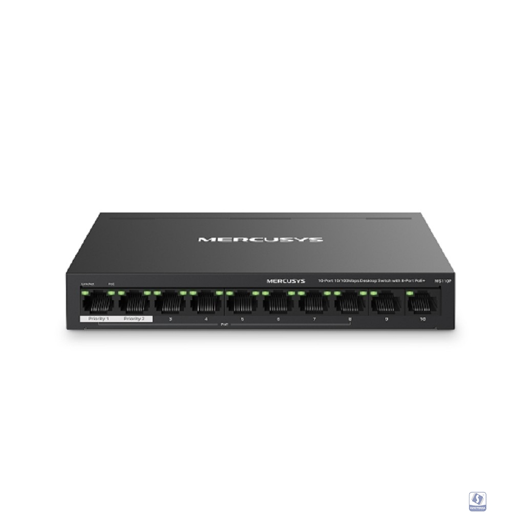 Mercusys MS110P Настольный коммутатор с 10 портами 10/100 Мбит/с (8 портов PoE+)