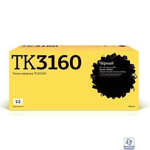 T2 TK-3160 Картридж (TC-K3160) с чипом для Kyocera для ECOSYS P3045dn/3050dn/3055dn/3060dn (12500k)