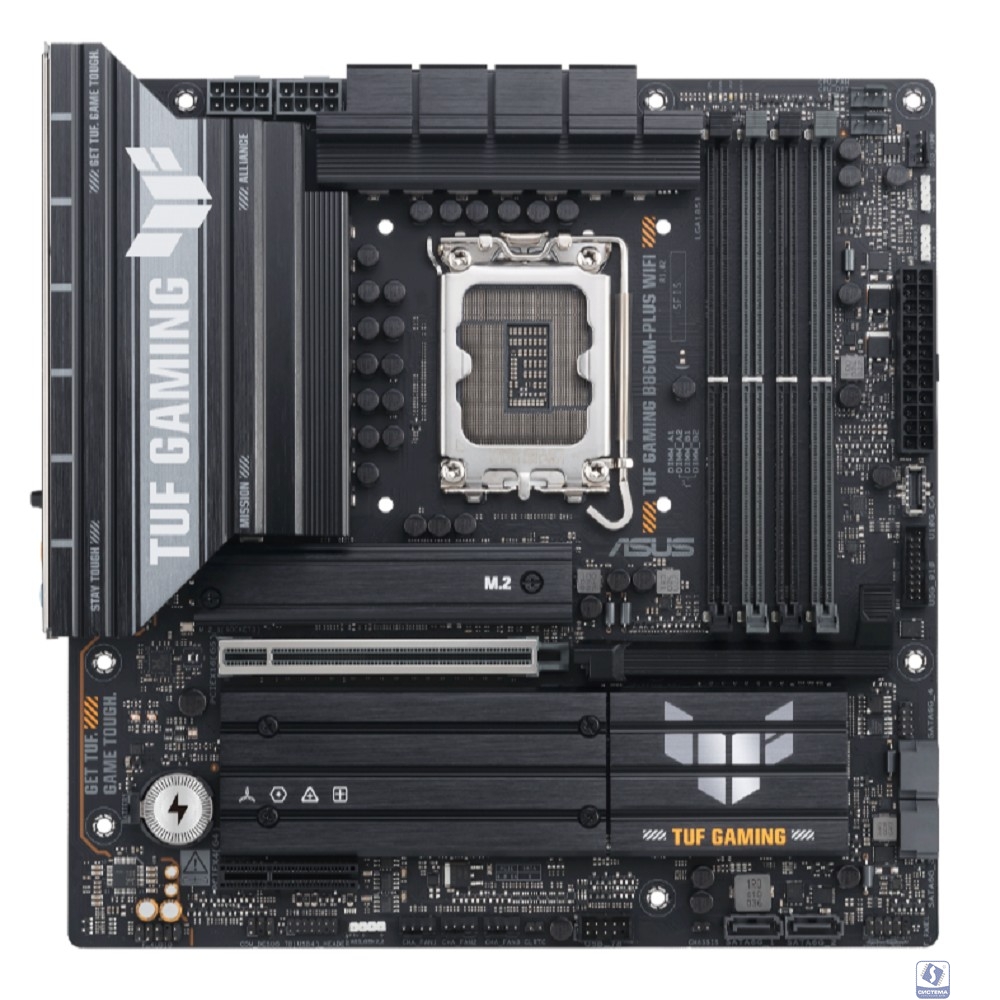 ASUS TUF GAMING B860M-PLUS WIFI (Socket 1851, ATX, 4xDDR5(256GB), DP/HDMI, 1xPCIe 5.0x16/1xPCIe 4.0x16/1xPCIe 4.0x1, 1xLAN(2.5GbE), Wi-Fi7, BT, 4xSATA 6Gb/s, 3xM.2, 1xType-C, 5xUSB 3.2, 2xUSB 2.0)