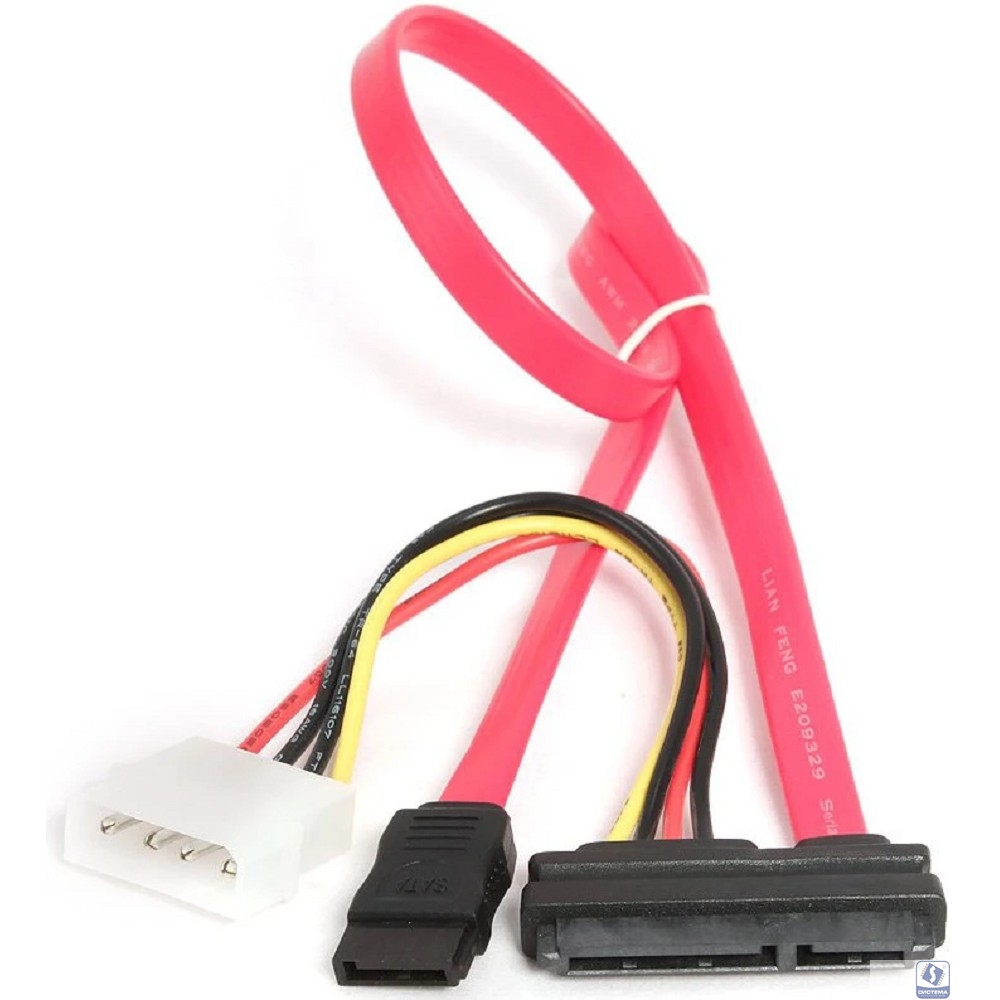 Cablexpert  Кабель Combo SATA, Molex 4pin(M)+Sata 7pin(M) / Sata 15pin+7pin(F), медн.проводник, пакет (CC-SATA-C1-N)