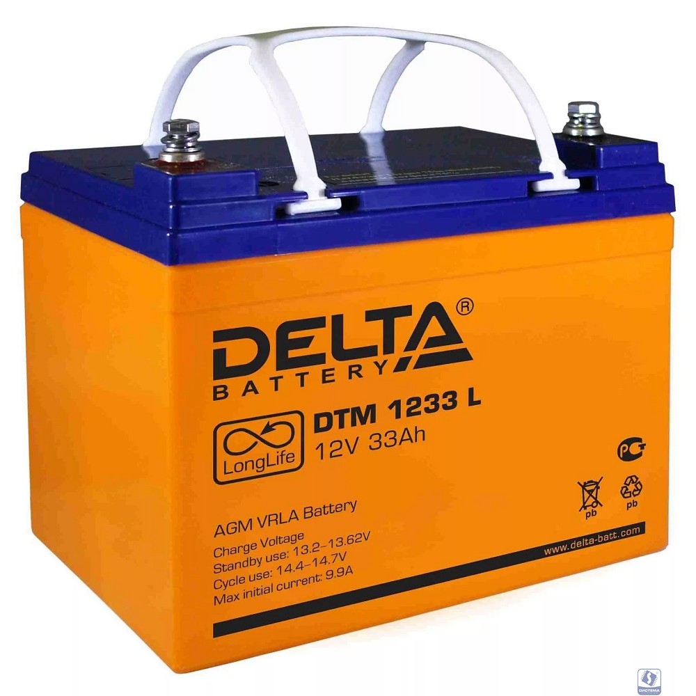 Delta DTM 1233 L (33А\ч, 12В) свинцово- кислотный аккумулятор  