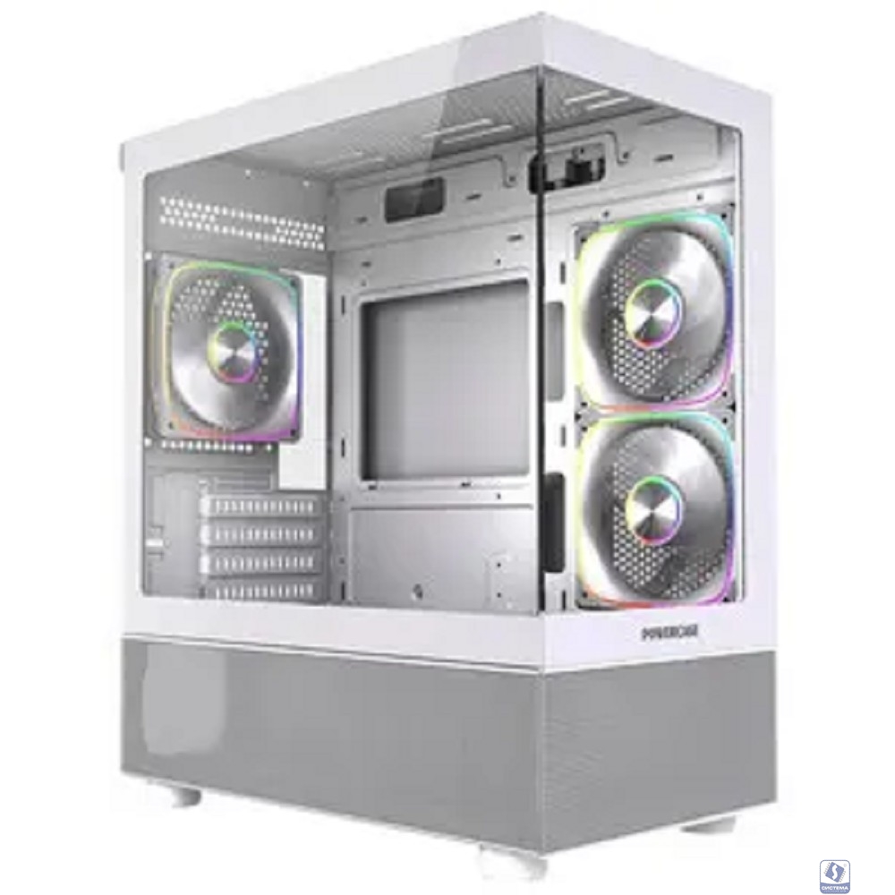 Powercase Корпус Vision Micro M2 ARGB, Tempered Glass, 3x 120mm ARGB PWM Fan, белый, mATX  (CVMWM2-A3)