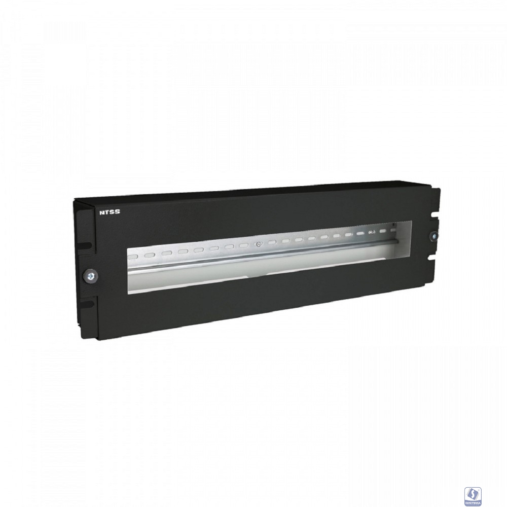 NTSS Панель с DIN-рейкой NTSS (ВРУ), с передней крышкой, крепление 19 3U, черный RAL 9005 NTSS-VRU3U-BL