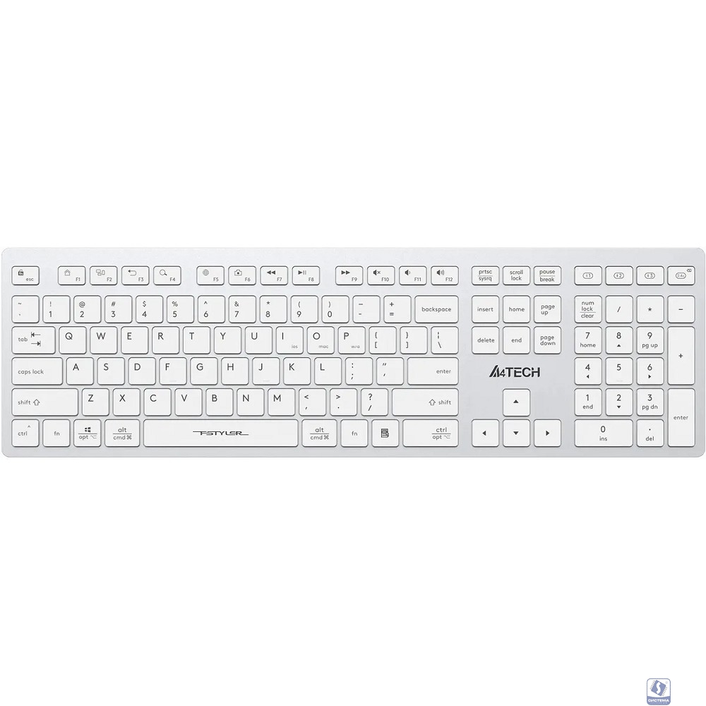 Клавиатура A4Tech Fstyler FBX50C белый USB беспроводная BT/Radio slim Multimedia (FBX50C WHITE)