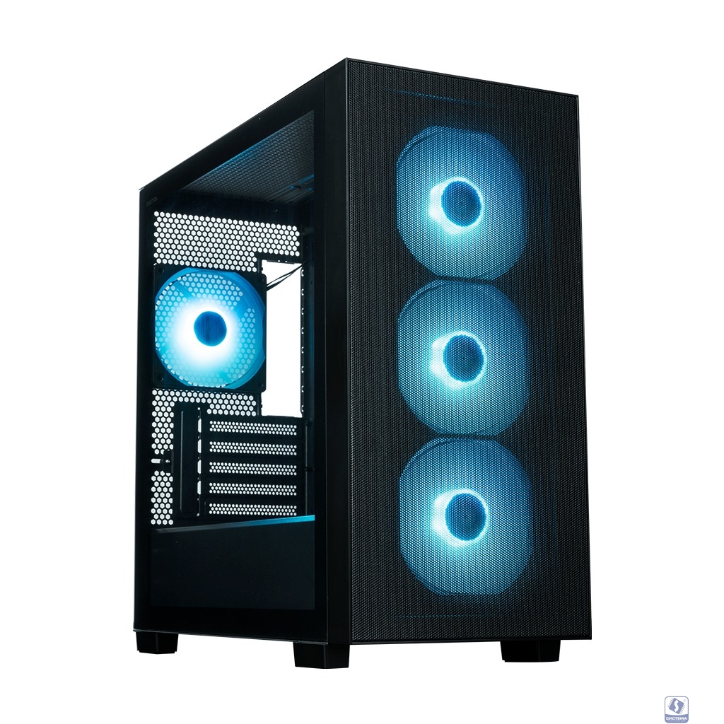 Корпус XASTRA  A510M 4ARGB-UC Black mATX/Mesh/ Screwless full-size TG /4x 120mm FC120 ARGB PWM fans/ Type-C / A510M-4FC12A-UC