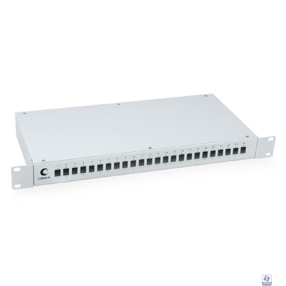 Cabeus FO-19-24SC Кросс бокс оптический 19" на 24 SC (LC duplex) со сплайс-кассетой и КДЗС (без пигтейлов и проходных адаптеров)