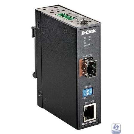 D-Link DIS-M100G-SW/A1A Промышленный медиаконвертер с 1 портом 100/1000Base-T и 1 портом 100/1000Base-X SFP