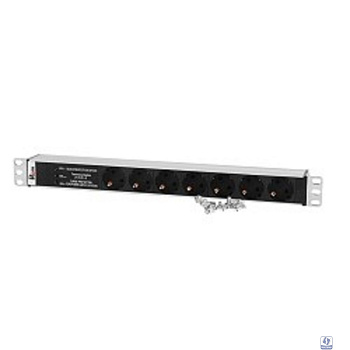 REM Блок розеток Rem-10 без шнура с фил. и инд., 7 Schuko, вход IEC 60320 C14, 10A, алюм., 19" (R-10-7S-FI-440-Z)