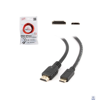 Кабель HDMI-miniHDMI Cablexpert CC-HDMI4C-6, 19M/19M, v2.0, медь, позол.разъемы, экран, 1.8м, черный, пакет