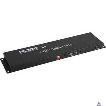 ORIENT HSP0110H, HDMI 4K Splitter 1->10, HDMI 1.4/3D, UHDTV 4K(3840x2160)/HDTV1080p/1080i/720p, HDCP1.2, EDID управление, RS232 порт, IR вход, внешний БП 12В/2А, метал.корпус (31036)