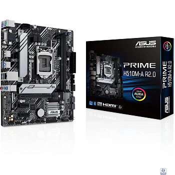 ASUS PRIME H510M-A R2.0 (Socket 1200, mATX, 2xDDR4(64GB), VGA/HDMI/DP, 1xPCIe 4.0x16/2xPCIe 3.0, 1xLAN, 4xSATA 6Gb/s, 1xM.2, 4xUSB 3.2, 2xUSB 2.0, 2xPS/2)
