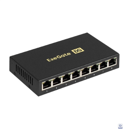 Exegate EX298694RUS Коммутатор неуправляемый ExeGate EDGS-1008D (8-портовый гигабитный UTP 10/100/1000 Base-T, металлический корпус, с функцией энергосбережения (Green Ethernet Technology), настольный