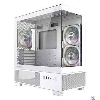 Powercase Корпус Vision Micro S4W, Tempered Glass, Type-C, 3x 120mm ARGB PWM Fan, ARGB+PWM HUB, белый, mATX  (CVMMSHW-A3)
