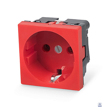 Cabeus ME45-RD Розетка электрическая Mosaic 45x45, нем. ст., 2K+3, 16A, красная (в сборе) 