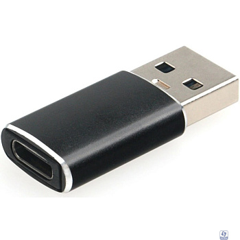 Переходник USB3.1 Cablexpert AM/Type-C(F), 5Гбит/с, QC3.0, метал.корпус, Pro, черный, (A-USB3.1-AMCF)