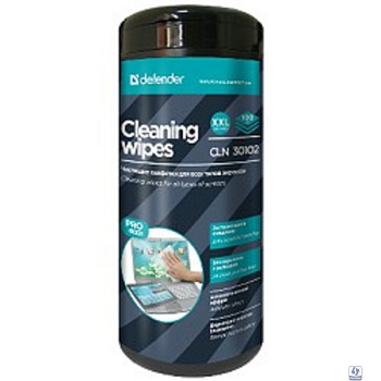 DEFENDER Влажные чистящие салфетки  CLN 30102 PRO в пласт. тубе, 100шт.