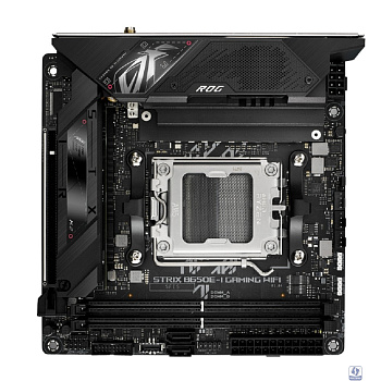 ASUS ROG STRIX B650E-I GAMING WIFI (Socket AM5, mini ITX, 2xDDR5(64GB), HDMI 2.1, 1xPCIe 5.0x16, 1xLAN (2.5GbE), Wi-Fi 6E, BT, 2xSATA 6Gb/s, 2xM.2, 2xType-C, 4xUSB 3.2, 2xUSB 2.0)