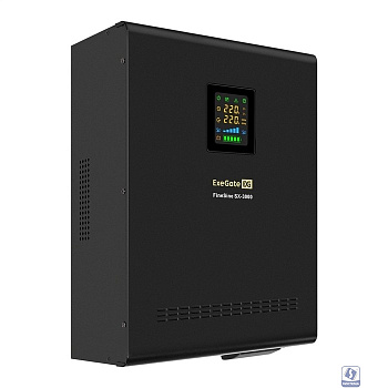 Exegate EX296003RUS ИБП (инвертор, синус, для котла) настенный ExeGate FineSine SX-3000.LCD.AVR.2SH.T <3000VA/2100W, чистая синусоида, цветной LCD-дисплей, AVR, 2*Schuko + клеммы, линейно-интерактивны