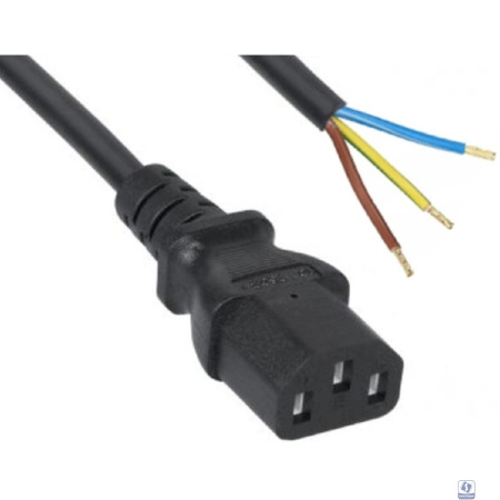 Кабель питания Filum FL-PC-C13-C2-2.5-BK ПВС-ВП 3x1.5 С13 - свободный конец, 220/250В, 10А, чёрный, 2.5м (1005445)