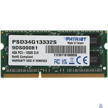 Patriot DDR3 SODIMM 4GB PSD34G13332S (PC3-10600) 1333MHz 