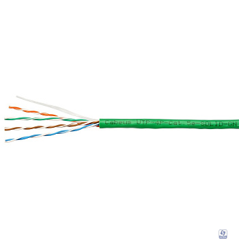 Cabeus UTP-4P-Cat.5e-SOLID-LSLTx-GN-100 Кабель витая пара UTP (U/UTP), категория 5e, 4 пары (24 AWG), одножильный, нг(А)-LSLTx, зеленый (100 м)
