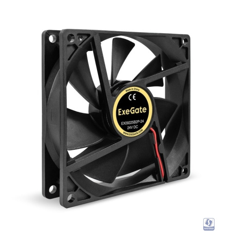 Exegate EX295209RUS Вентилятор 24В DC ExeGate EX09225B2P-24 (92x92x25 мм, 2-Ball (двойной шарикоподшипник), 2pin, 2750RPM, 34.4dBA)